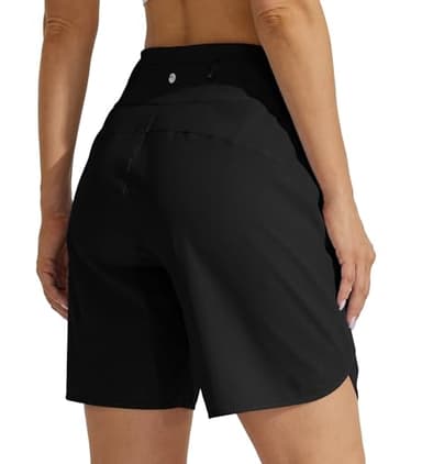 Willit Women's 7" Athletic Running Shorts Long Workout Hiking Shorts Quick Dry High Waisted Active Zipper Pocket Black XL - Image 2