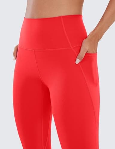 CRZ YOGA Womens Butterluxe Workout Leggings 25 Inches - High Waisted Gym Yoga Pants with Pockets Buttery Soft Deep Red Small - Image 3