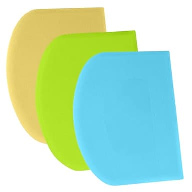 SURDOCA Dough Scraper Bench Scraper - 3P 7.1x4.9" Plastic Flexible Bowl Scraper, Sharp Edge & Angles Cake Scraper. Non-Slip Bakeware Decorating Tools Sculpting & Modeling Tools - Blue+Yellow+Green - Image 1