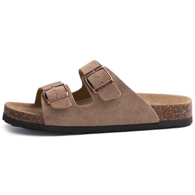 KIDMI Women's Genuine Suede Sandals Cork Footbed Summer Adjustable Slide Sandals Mocha 39 (size 8-8.5) - Image 4