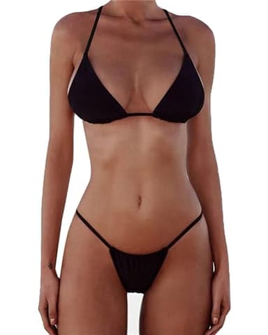 XUNYU Thong Bikini Sets for Women - Brazilian Micro String Bikinis Sexy Two Piece Swimsuit Triangle Top Halter Bathing Suits - Image 1