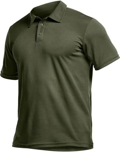 CQR Men's Polo Shirts, Tactical Short Sleeve Golf Performance Shirts, Lightweight Dry Fit UPF 50+ Pique, Frost Basic Army Green, Medium Tall - Image 8