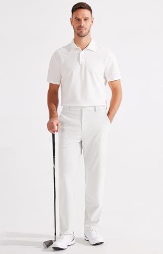 Libin Men's Golf Pants Classic Fit Stretch Work Dress Pants 29" Business Casual Pants Lightweight Trousers Comfy Lounge Office Clothes, White, 40W x 29L - Image 5