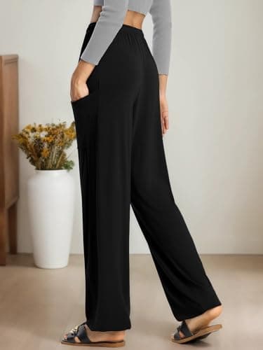 QIANXIZHAN Women's Harem Pants, Hippie Palazzo Pants Boho Joggers Yoga Clothes with Pockets Black 3XL - Image 2