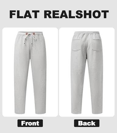 3rd hill Mens Sweatpants with Zipper Pockets Soft Fleece Lined Active Joggers Drawstring Waist Athletic Running Yoga Pants Light Grey - Image 3