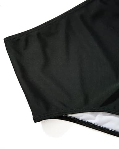 SUUKSESS Women Slimming Tummy Control Tankini Bathing Suits Ruffle High Waisted High Neck 2 Piece Swimsuits(Tropical Floral Black,XL) - Image 5