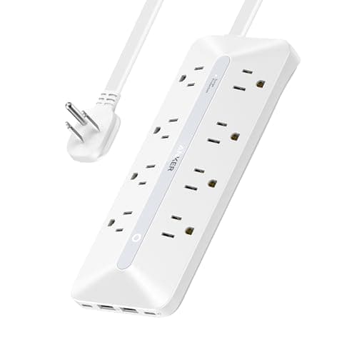 Anker Flat Plug Power Strip, 12-in-1 USB-C Power Strip with 8 AC, 2 USB-C, and 2 USB-A Ports, 5 feet Extension Cord, Slim Desk Charging Station, 900J Surge Protection, 35W Max for Home, Office, Dorm - Image 1