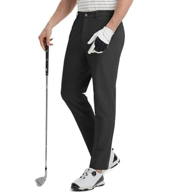 M MAELREG Mens Golf Pants Lightweight Dry Fit Mens Casual Classic Fit Stretch Dress Pants for Men Business Black - Image 2