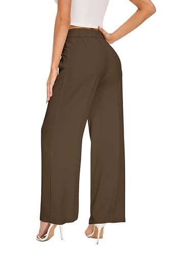 FUNYYZO Women's Wide Leg Pants High Elastic Waisted in The Back Business Work Trousers Long Straight Suit Pants - Image 6