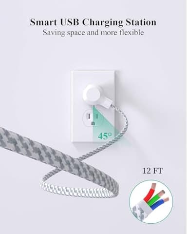 2 Pack Power Strip, 12FT Long Extension Cord, Surge Protector with 6 Outlets and 4 USB Ports (2 USB C), Flat Plug Overload Protection, Extension Cord 10+ ft, Wall Mount for Home Office Dorm College - Image 7