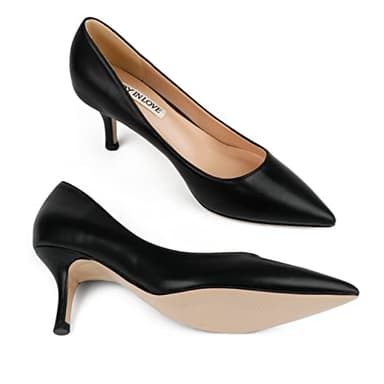 JOY IN LOVE Women's Shoes Low Heels Pointy Toe Kitten Heel Daily Pumps Black Matte 6 US - Image 3