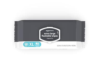 Amazon Basics Extra Large Flushable Wipes, 360 wipes (6 packs of 60), Adult Wet Wipes and Resealable closure - Image 2