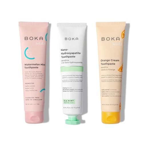 Boka Fluoride Free Toothpaste Nano Hydroxyapatite Toothpaste - Ela Mint, Orange Cream, Watermelon Mint Flavor, 4 oz 3Pk US Manufactured - Image 1