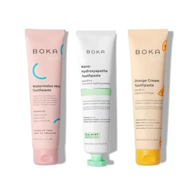 Boka Fluoride Free Toothpaste Nano Hydroxyapatite Toothpaste - Ela Mint, Orange Cream, Watermelon Mint Flavor, 4 oz 3Pk US Manufactured - Image 1