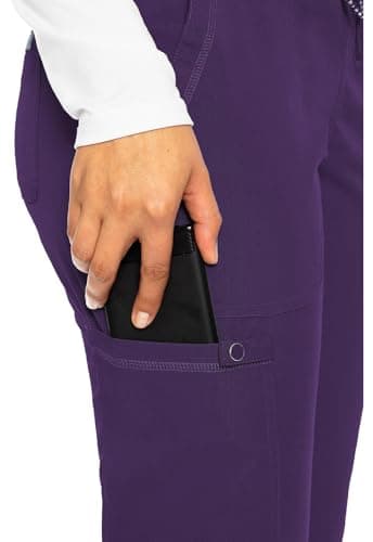 Med Couture Scrub Pants for Women Cargo Jogger Bottoms with 5 Pockets, Lightweight, Ultra Soft, 2-Way Stretch Fabric - MC7710, XL Tall, Eggplant - Image 8