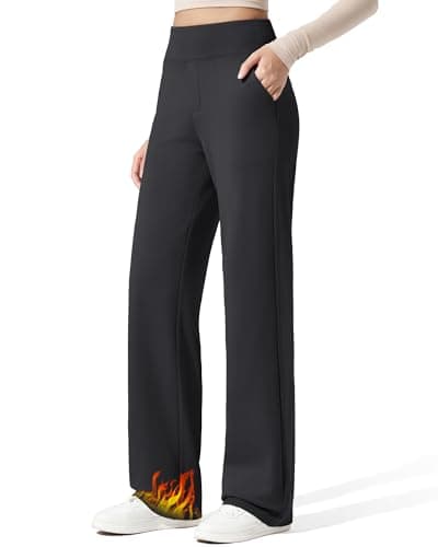G4Free Wide Leg Sweatpants Women High Waisted Fleece Lined Pants with Pockets Winter Pants Casual Workout Work Dressy Outfit (Black,M,29") - Image 1