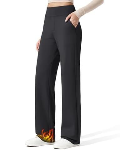 G4Free Wide Leg Sweatpants Women High Waisted Fleece Lined Pants with Pockets Winter Pants Casual Workout Work Dressy Outfit (Black,M,29") - Image 1