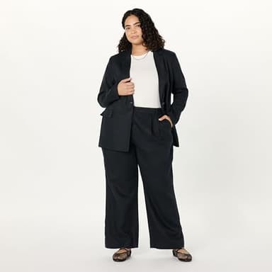 The Drop Women’s Amalia Relaxed Pleated Trousers, Black Linen, XL - Image 7