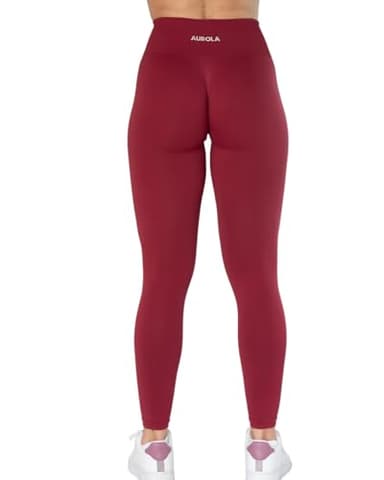 AUROLA Dream Collection Workout Leggings for Women High Waist Seamless Scrunch Athletic Running Gym Fitness Active Pants Tibetan Red S - Image 2