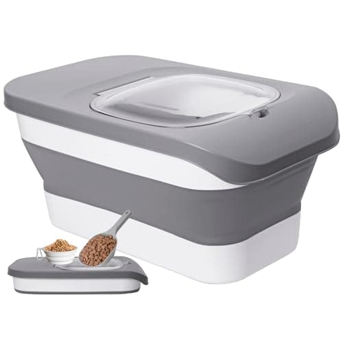 DDMOMMY 10-13 Lbs Dog Food Stroage Container, Collapsible Dog Food Containers with Airtight Lid, Pet Food Scoop and Silicone Dog Bowl, Pet Food Storage Container Dry Food for Dog, Cat and Other Pets - Image 1