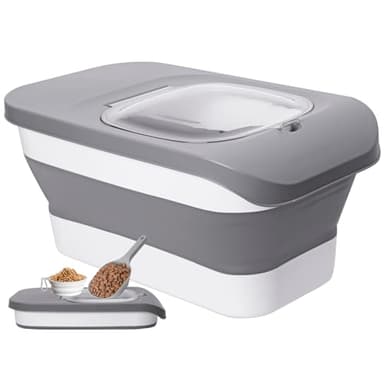 DDMOMMY 10-13 Lbs Dog Food Stroage Container, Collapsible Dog Food Containers with Airtight Lid, Pet Food Scoop and Silicone Dog Bowl, Pet Food Storage Container Dry Food for Dog, Cat and Other Pets - Image 1