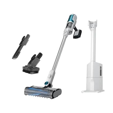 SHARK BU3521 Clean & Empty Cordless Stick Vacuum, Ultra Lightweight with HEPA Filter, Portable, Rechargeable, Auto-Empty System, Perfect for Pet Hair, Carpets & Hardfloor, White/Peacock (Renewed)