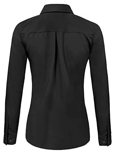 Ruisin Women's Comfy Button-Down Shirt - Long Sleeve, Wrinkle-Free, Black, Size M - Image 3