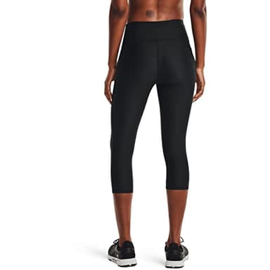 Under Armour Womens HeatGear Armour High Waisted Pocketed No-Slip Capri , Black (001)/White , Small - Image 3