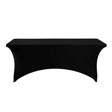 Hezuzo Spandex Table Cover for 6Ft or 4fT or 8ft Table Universal Fitted Stretch Tablecloth for Party, Banquet, Wedding and Events-Black - Image 4