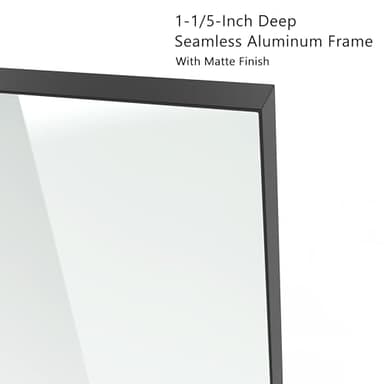 VocalStar 36 x 36 Inch Black Metal Framed Bathroom Mirror, Square Corner Rectangle Bathroom Vanity Mirror for Wall Modern Farmhouse, 1/4-inch Shatterproof Glass | Ultra-Flush Hanging - Image 4