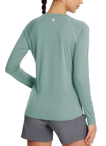 baleaf Women's UPF 50+ Long Sleeve Shirts Sun UV Blocking Pullover Crew Neck Summer Sunscreen Clothing Fishing Beach Outdoor Active Heather Sublime Green S - Image 1