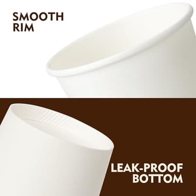 YEEHAW 12 oz 300 Pack Disposable Paper Coffee Cups, Bulk White Hot to Go Cups for Hot Coffee, Hot Liquid, Chocolate, Juice, Hot Beverage Drinkings, Ideal for Cafes, Bistros, Office and Family - Image 3