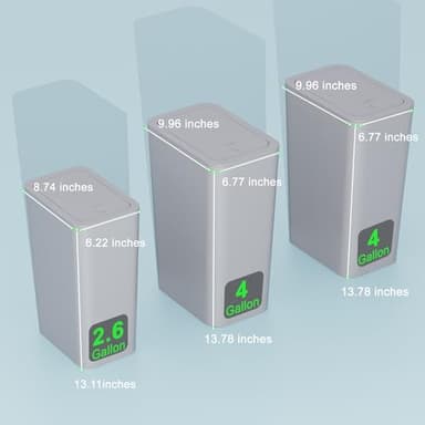 N. NETDOT 3 Pack (2 of 4 Gal & 1 of 2.6 Gal) Small Trash Can with Lid,Bathroom Garbage Can with Pop-Up Lid,Waste Basket for Bathroom,Kitchen,Bedroom,Powder Room,Craft Room,Office,College (Gray) - Image 6