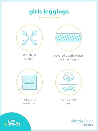 Simple Joys by Carter's Baby Girls' 4-Pack Pant, Coral Pink/Grey/Navy Dots/Pink, 18 Months - Image 4