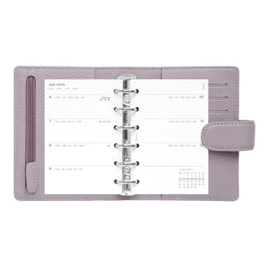 Filofax Norfolk Organizer, Pocket Size, Lavender - Soft, Full-Grain Leather, Six Rings, Week-to-View Calendar Diary, Multilingual, 2025 (C022638-25) - Image 6