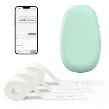 SUPVAN E10 Bluetooth Label Maker Machine with 3 Tapes, Continuous Waterproof Label, Versatile App with 35 Fonts and 1k+ Icons, Inkless Labeler for Home, Kitchen, School, Office Organization, Green - Image 1