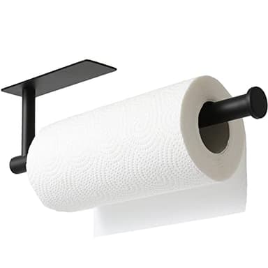 theaoo Paper Towel Holder - Under Cabinet Paper Towel Holder for Kitchen, Adhesive Paper Towel Roll Rack for Bathroom Towel, Wall Mounted Matte Black Paper Towel Rack, SUS304 Stainless Steel - Image 8