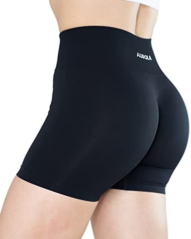 AUROLA Dream Collection Women Workout Shorts High Waist Gym Shorts, Scrunch Butt Seamless Athletic Shorts,Dark Black,S - Image 3