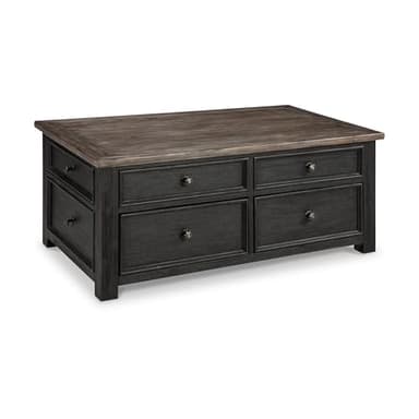 Signature Design by Ashley Tyler Creek Rustic Farmhouse Lift Top Coffee Table with Drawers, Brown & Black - Image 1