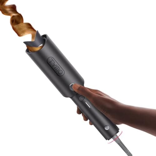 TYMO Automatic Rotating Curling Iron - TYMO CURLPRO Beach Waves Curling Wand, Portable Hair Curler, 500 Million Ionic, Dual Voltage & Lightweight for Travel, Ceramic Coating, 1 1/4 Inch, Metallic Gray - Image 1