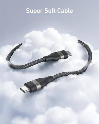 Anker Nano USB C Cable, 240W 6FT Flexible Multi-Color Braided Cord, Fast Charging Type C Charger for iPhone 17 Series, MacBook Pro and More(Black) - Image 3