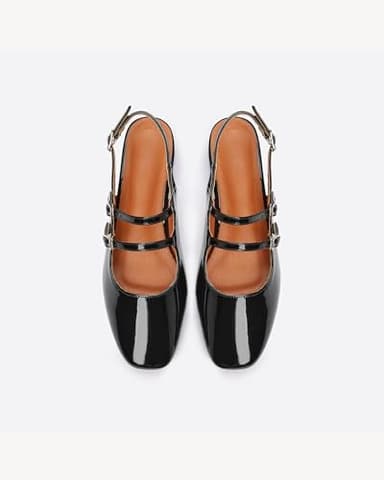 NEWBELLA Women's Mary Jane Pumps, Retro Chunky Low Block Heel, Double Adjustable Ankle Buckle Straps, Vintage Dress Pumps (Black, Adult, Women, 8, Numeric, US Footwear Size System, Medium) - Image 6