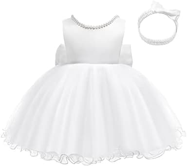 LZH Baby Girls Dress Ruffle Lace Backless Bowknot with Headwear Pageant Party Flower Wedding Dresses - Image 6