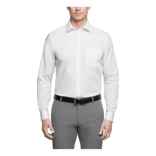Van Heusen Men's Dress Shirt Regular Fit Poplin Solid, White, 15" Neck 34"-35" Sleeve - Image 1