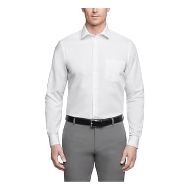Van Heusen Men's Dress Shirt Regular Fit Poplin Solid, White, 15" Neck 34"-35" Sleeve - Image 1