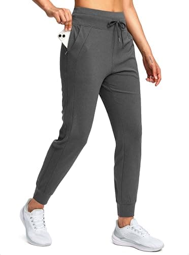 Soothfeel Women's Fleece Lined Joggers Water Resistant High Waisted Sweatpants Winter Warm Thermal Running Hiking Pant Pocket （Charcoal L） - Image 1