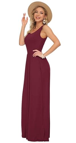 AUSELILY Women's Summer Sleeveless Loose Maxi Dress Casual Long Dresses with Pockets 2025 New (XL,Wine Red) - Image 2