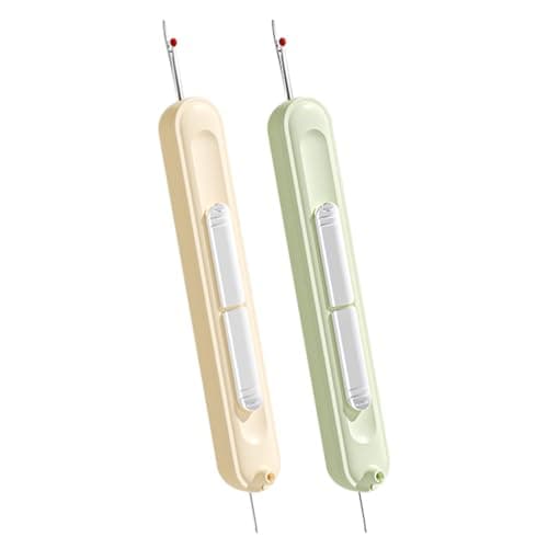 Upgraded 2 in 1 Needle Threaders Seam Ripper,Threader for Hand Sewing Sewing Supplies,Stretchable Remover Tool for Hand Sewing,Knitting,Cross Stitch,Embroidery,Thread Removal (White+Green)