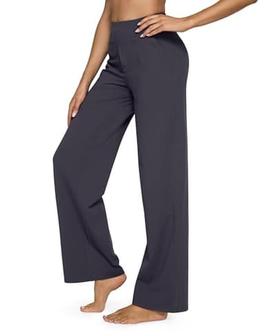 G4Free Dress Pants Women Wide Leg Yoga Pants with Pockets Straight Leg Work Business Trousers Stretch Casual Pants(Dark Grey,XL,31") - Image 5