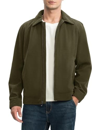 Rdruko Men's Casual Corduroy Jacket Lightweight Bomber Style Shirt Jacket Vintage Fall Winter Coat Army Green XL - Image 1